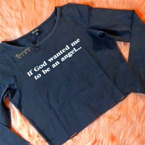 DOLLSKILL GENERATION KISS XXL BLACK LONG-SLEEVED CROPPED GRAPHIC TSHIRT